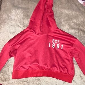 Red crop top hoodie